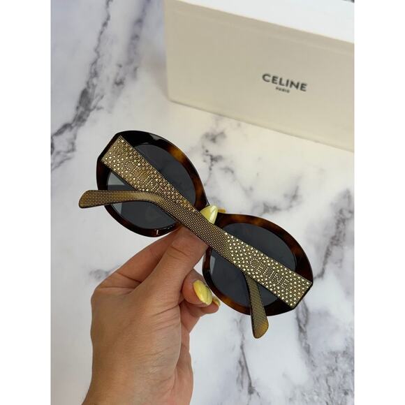 NEW Celine CL4240IS Brown Crystal Embellished Sunglasses $1050 - Picture 2 of 14